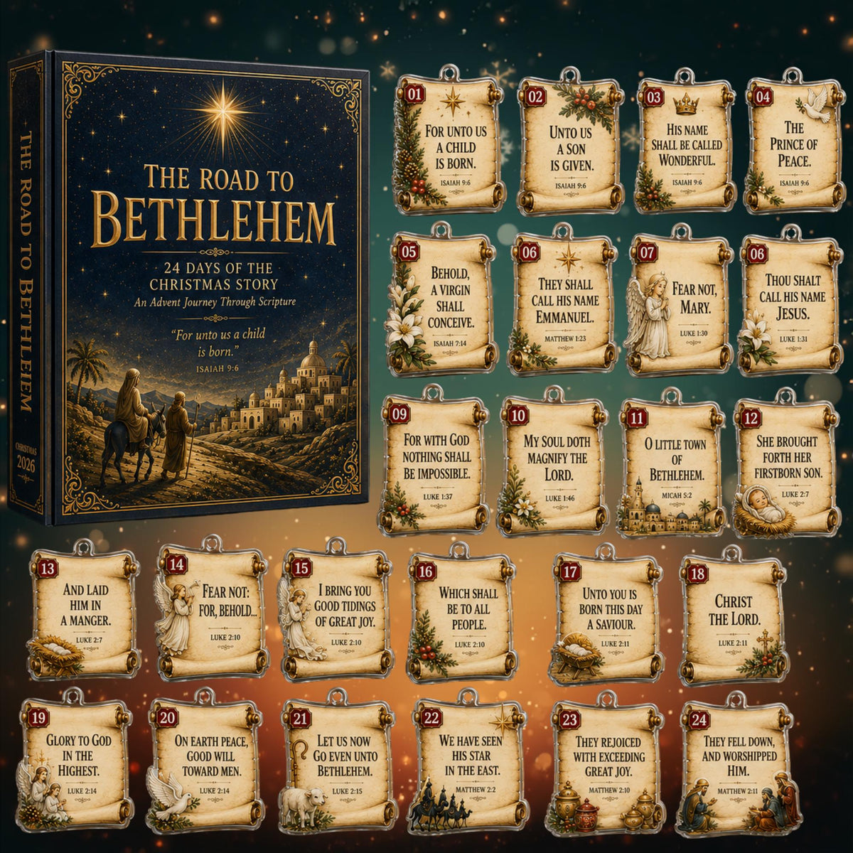 Bible Verse Advent Calendar 2026 – 24 Scripture Ornaments
