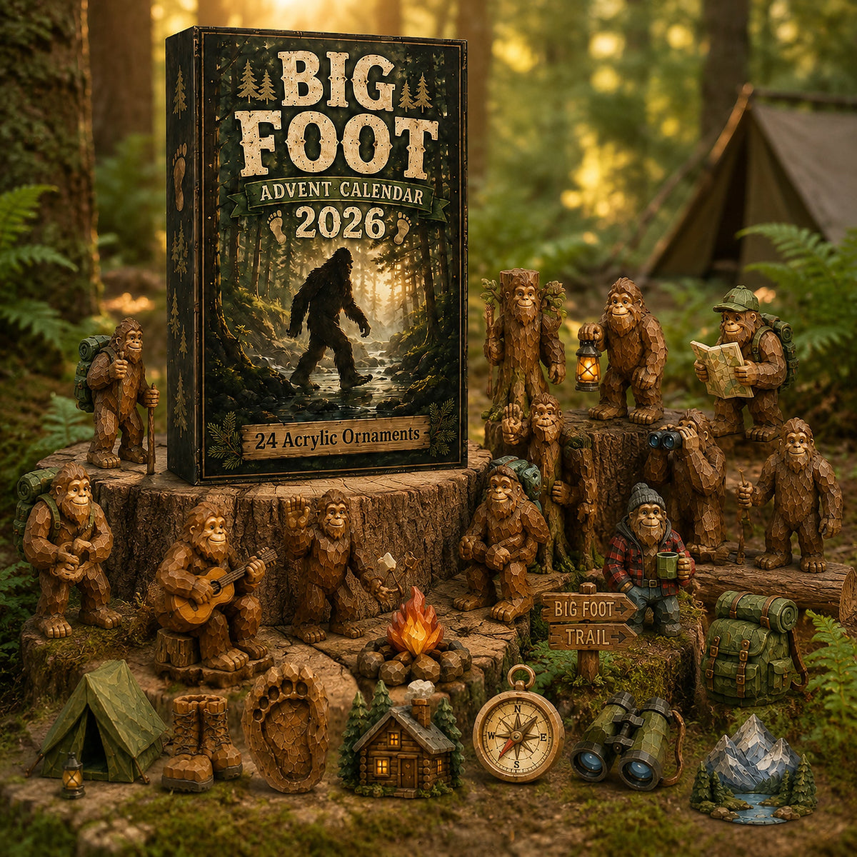 Bigfoot Camping Advent Calendar 2026 – 24 Outdoor Ornaments