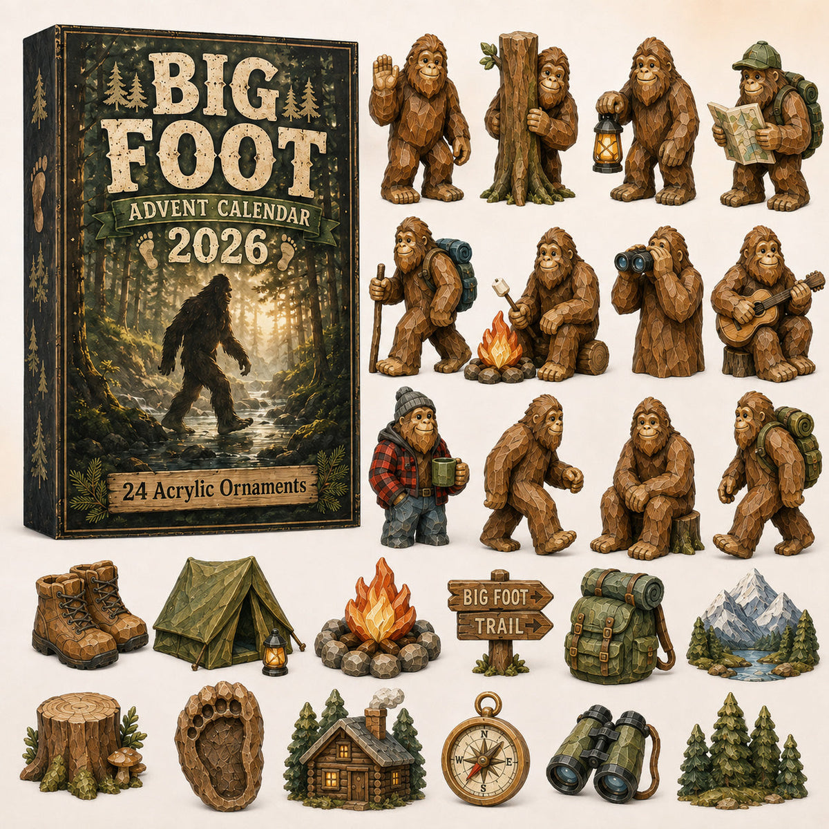 Bigfoot Camping Advent Calendar 2026 – 24 Outdoor Ornaments – image 2