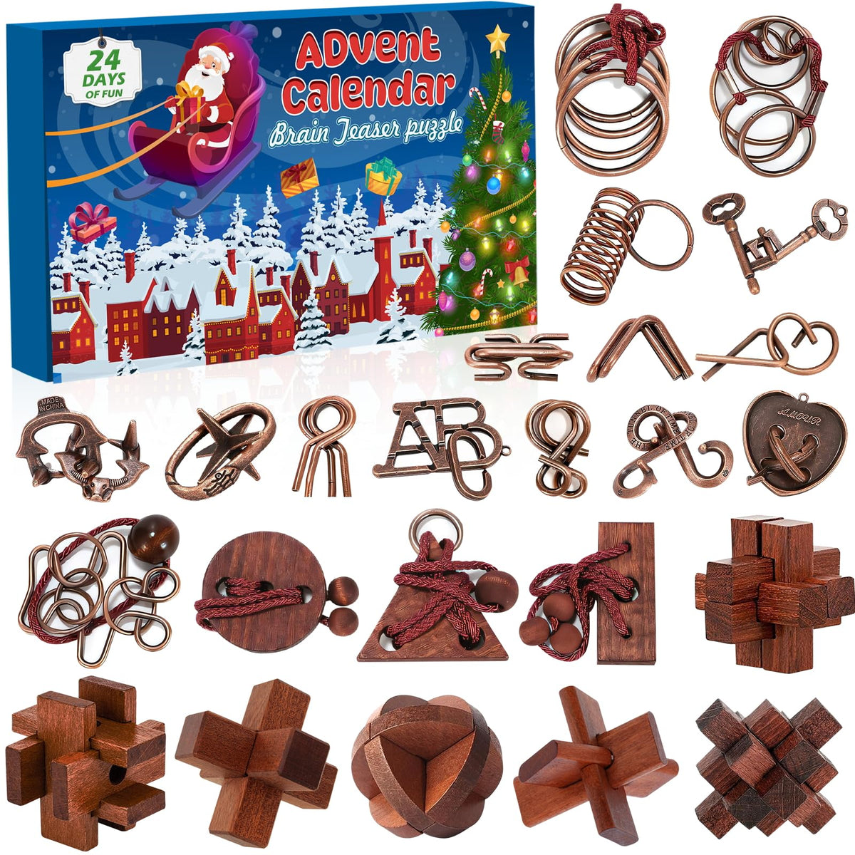 Brain Teaser Advent Calendar 2026 – 24 Puzzles for Kids & Adults