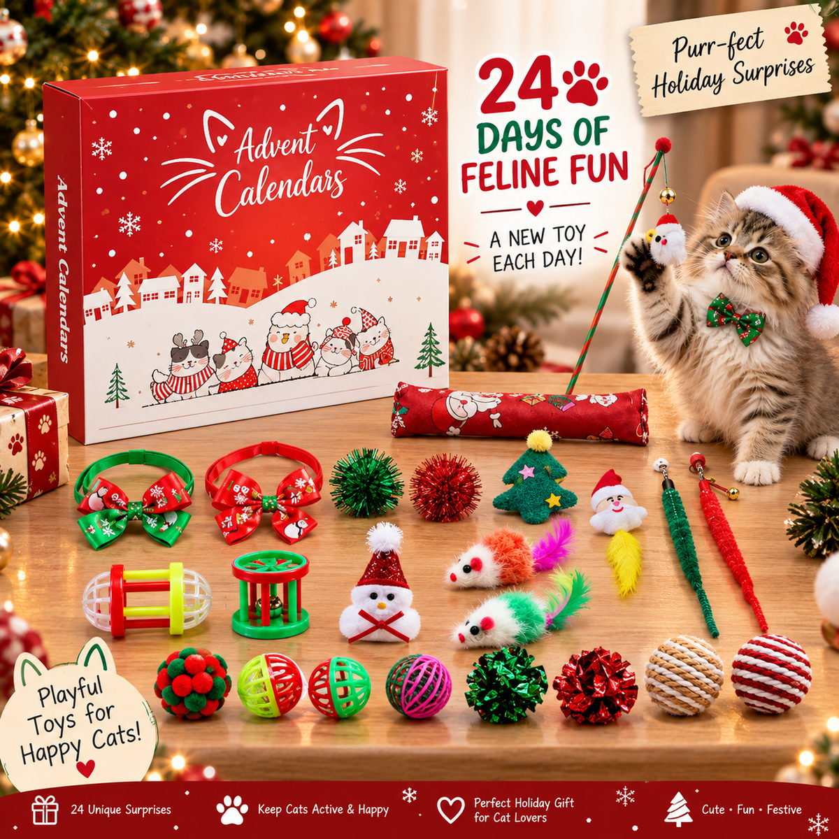 Cat Toy Advent Calendar 2026 – 24 Christmas Toys for Cats