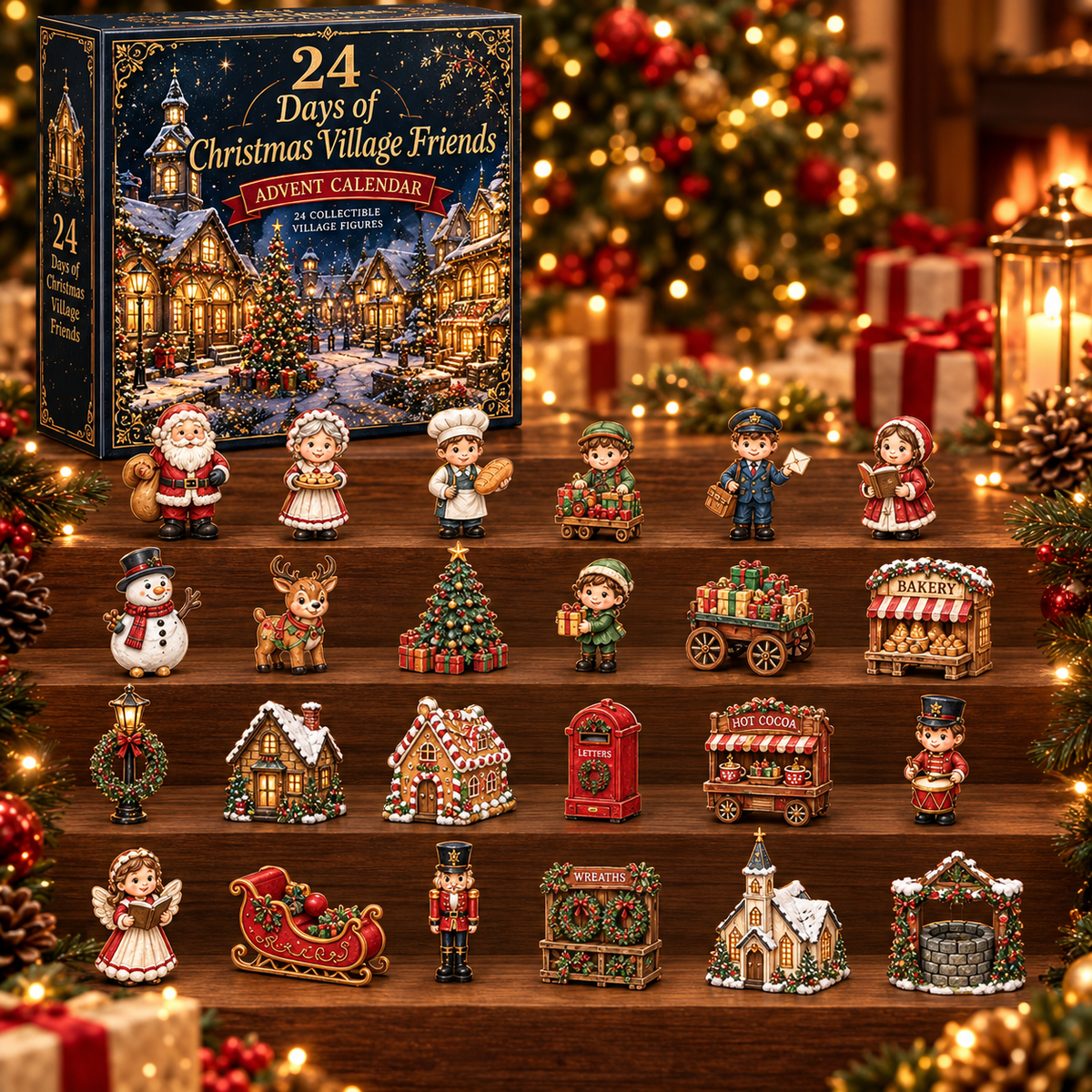 Christmas Village Advent Calendar 2026 – 24 Festive Ornaments
