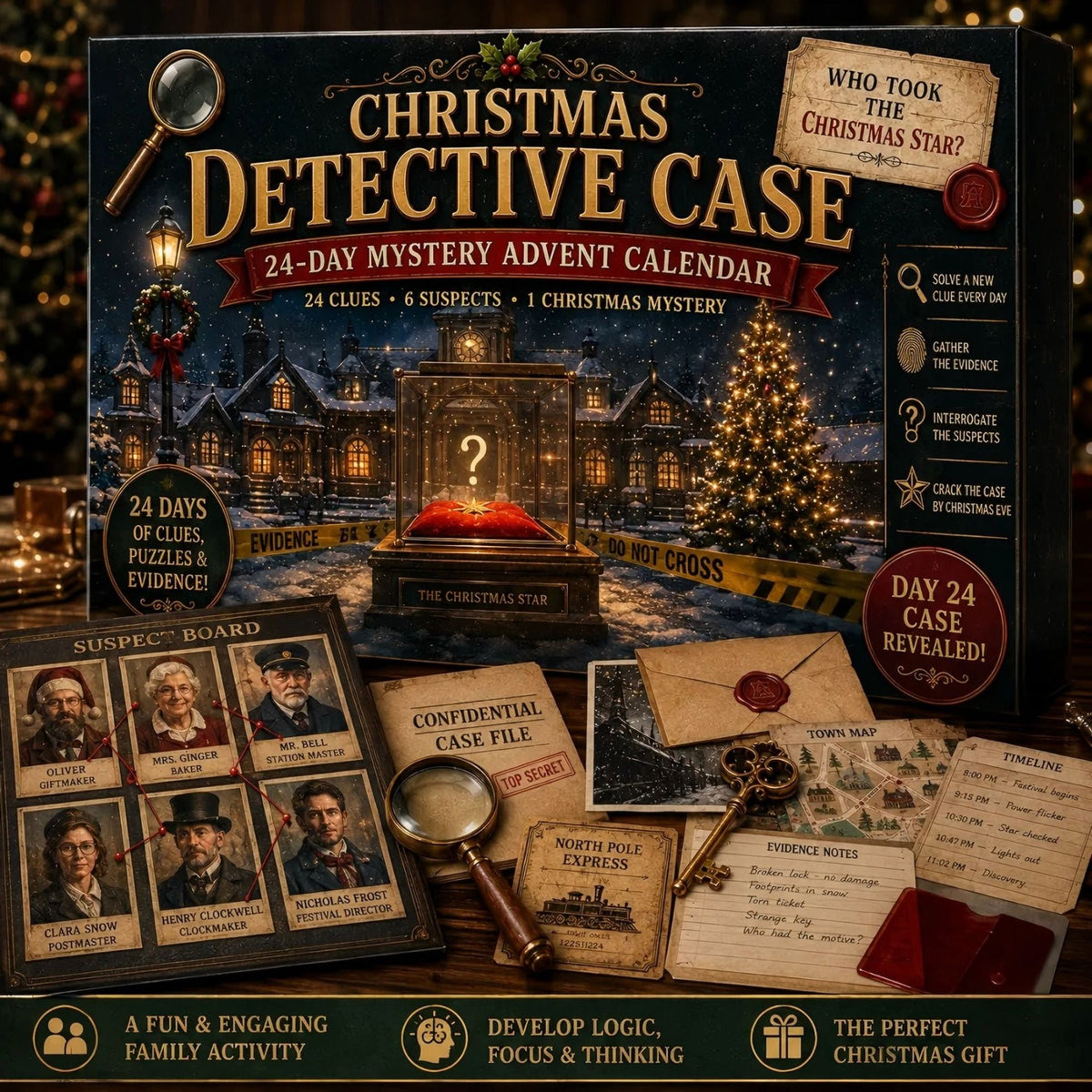 Detective Mystery Advent Calendar 2026 – 24 Clues & Puzzles