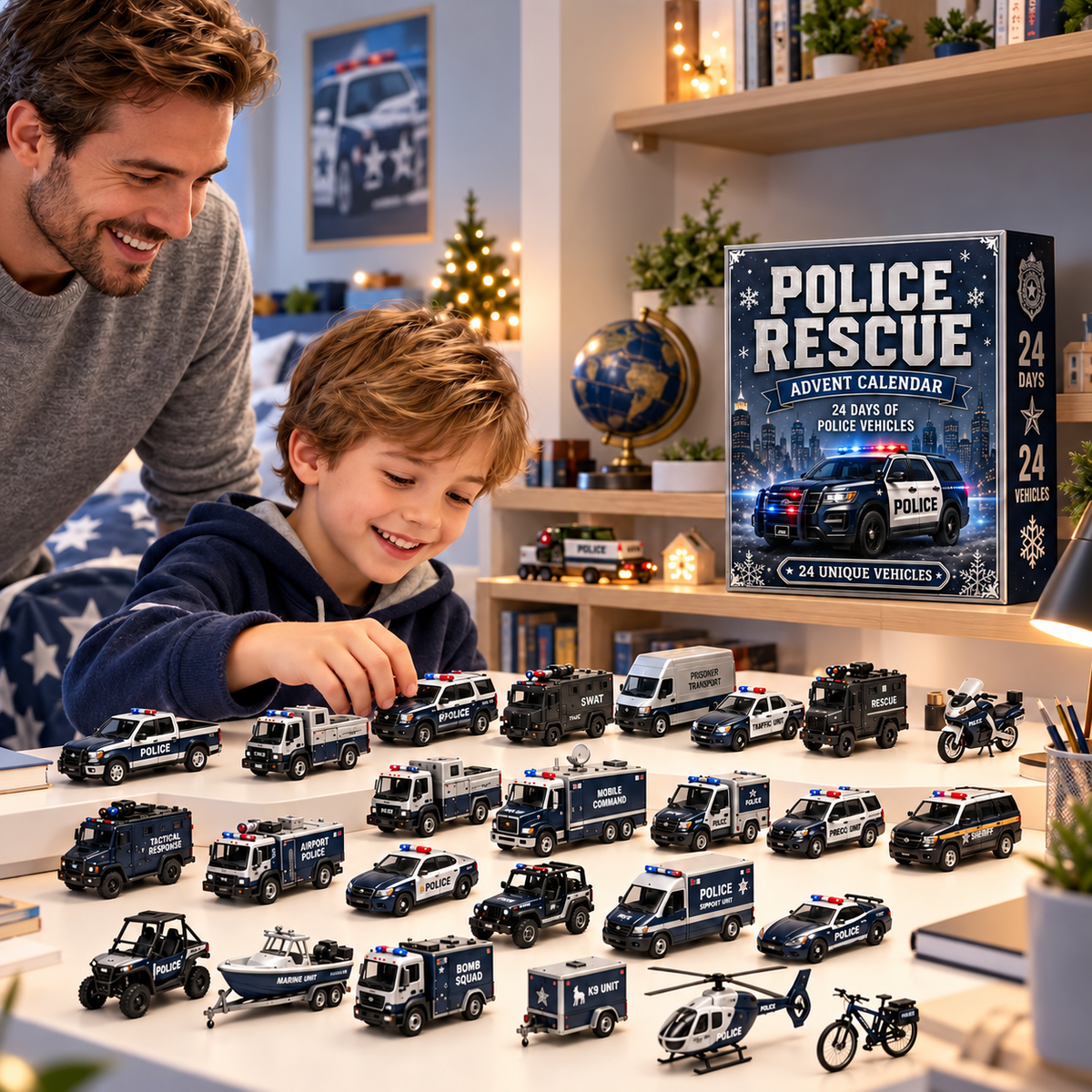 Emergency Vehicles Advent Calendar 2026 – 24 Rescue Ornaments