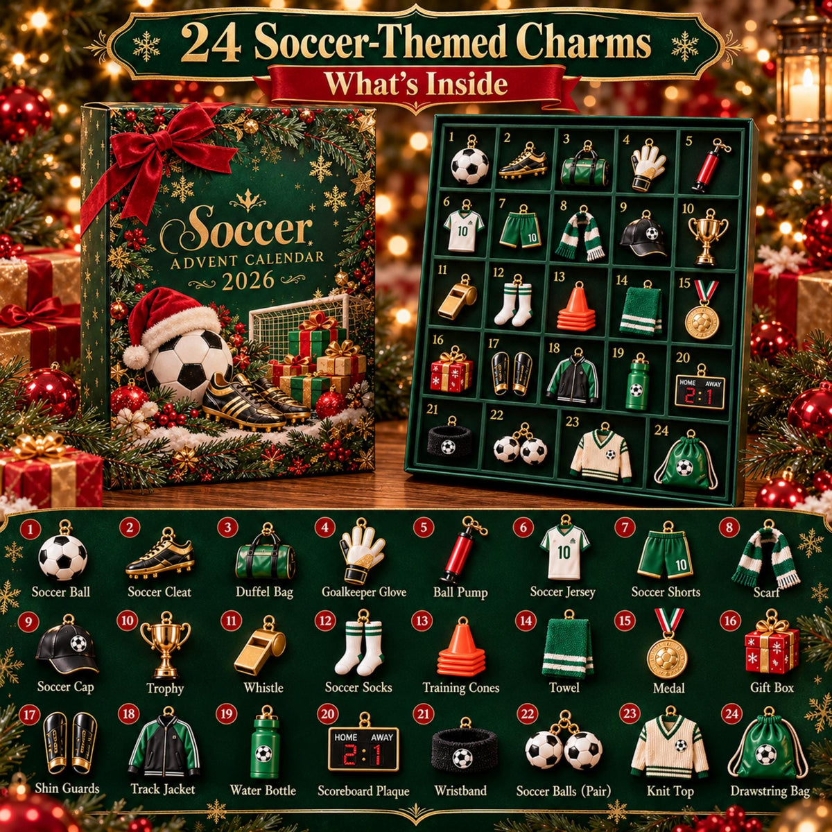 Football Advent Calendar 2026 – 24 Soccer Ornaments – image 2