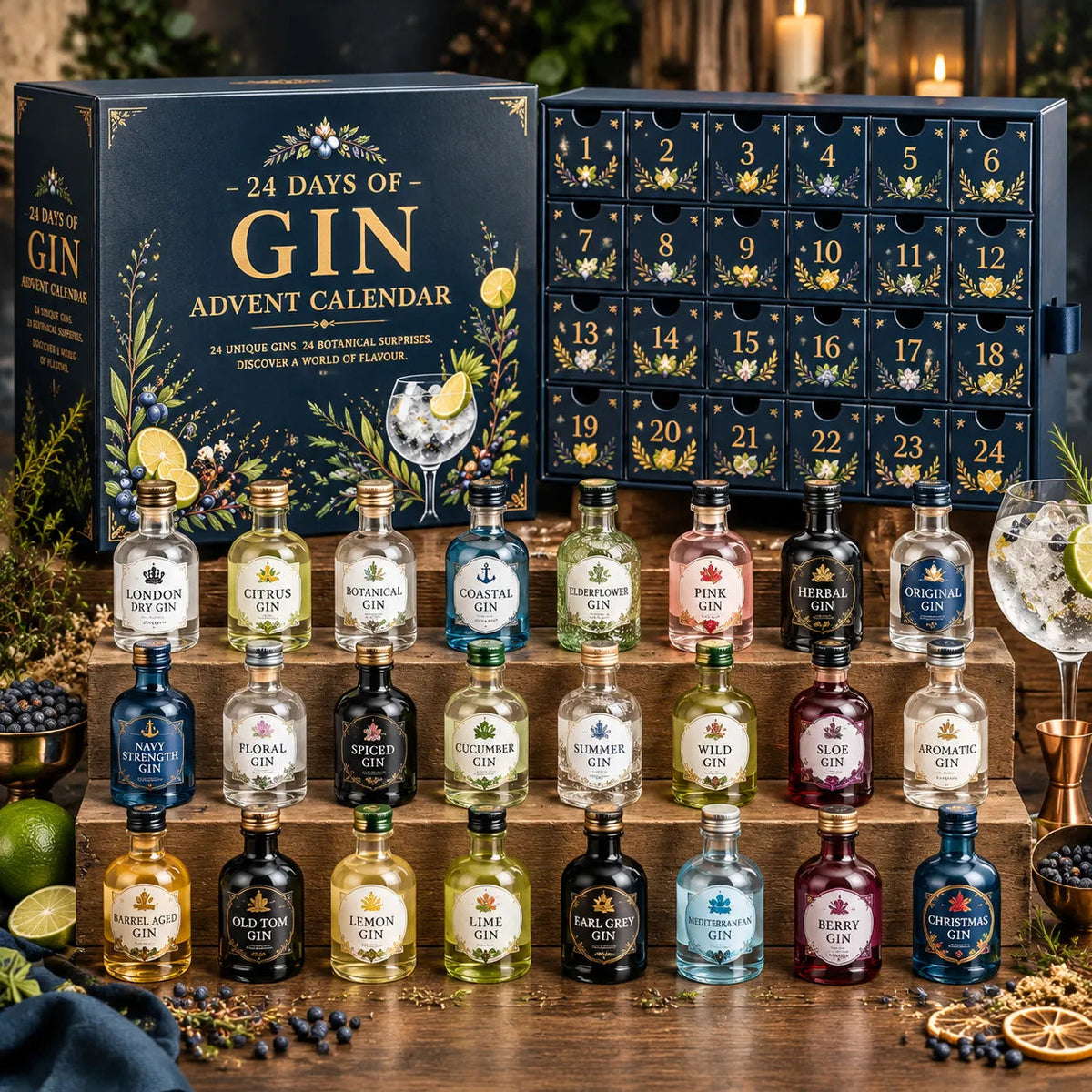 Gin Advent Calendar 2026 – 24 Botanical Bottle Ornaments