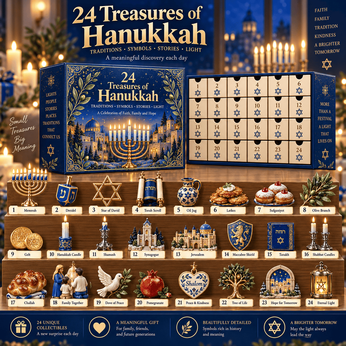 Hanukkah Countdown Calendar 2026 – 24 Drawers of Hanukkah Treasures