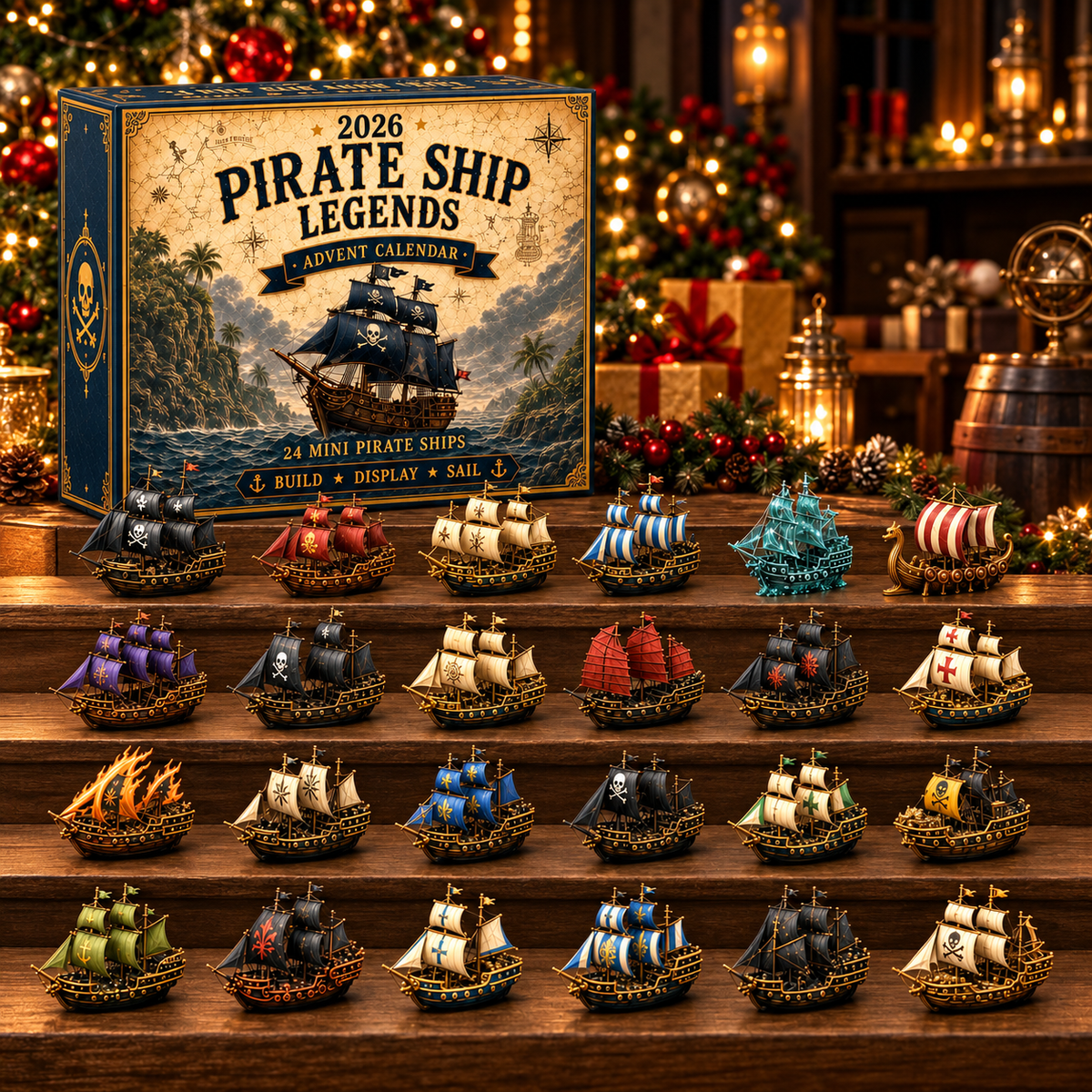 Pirate Ship Advent Calendar 2026 – 24 Nautical Ornaments