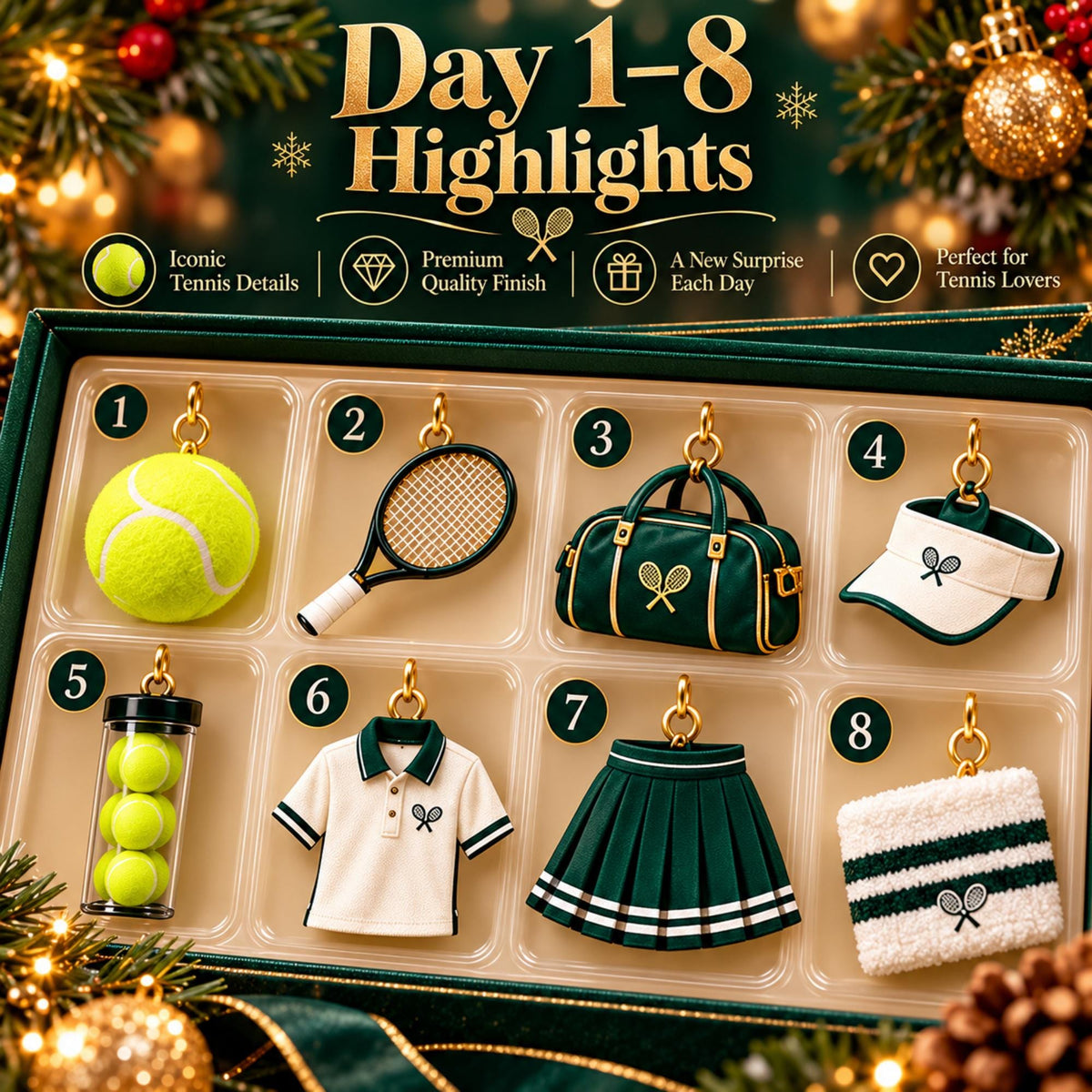Tennis Advent Calendar 2026 – 24 Tennis Ornaments – image 2
