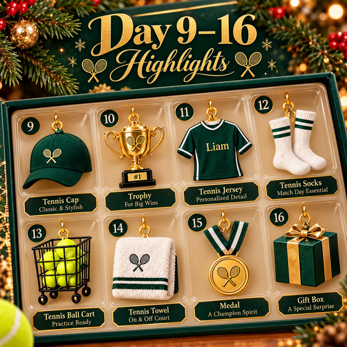 Tennis Advent Calendar 2026 – 24 Tennis Ornaments – image 3