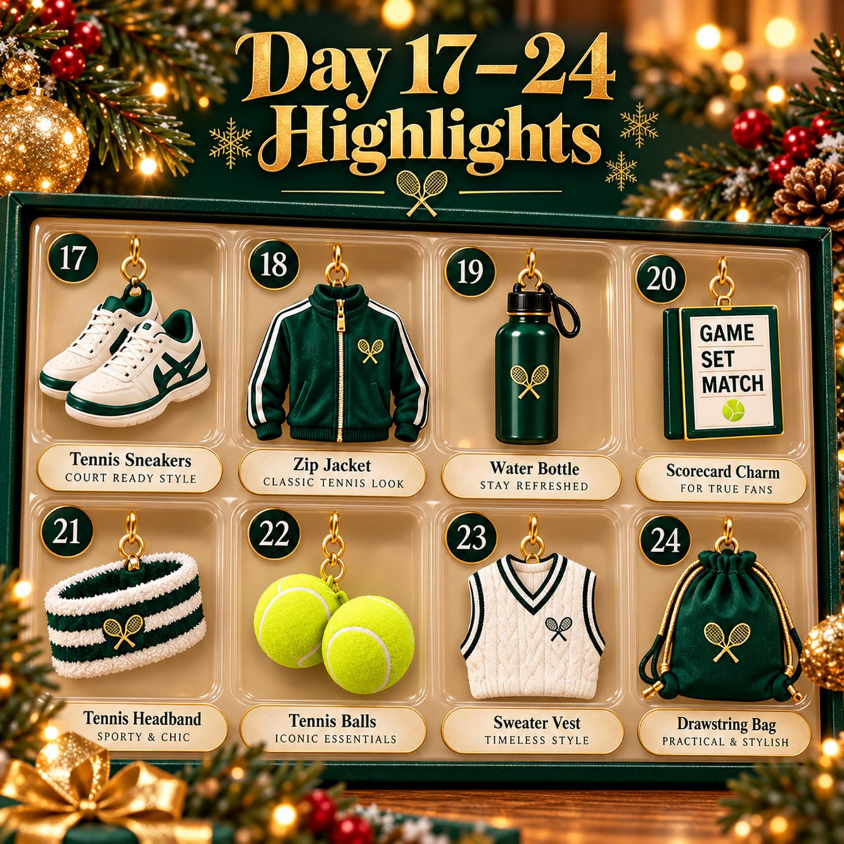 Tennis Advent Calendar 2026 – 24 Tennis Ornaments – image 4