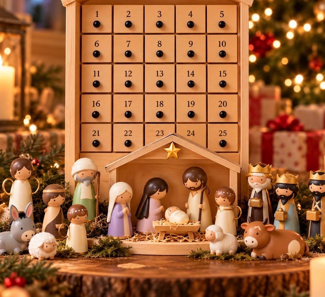 Wooden Nativity Advent Calendar – 25 Drawers with Nativity Figures – image 2
