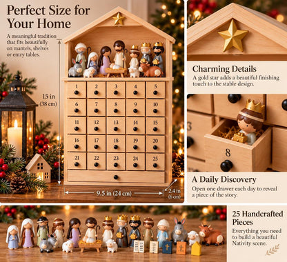 Wooden Nativity Advent Calendar – 25 Drawers with Nativity Figures – image 5